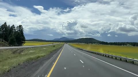 Driving on the top of the mountain in Arizona