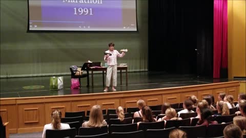 5.13.22 - Julie Isphording Speaks to Notre Dame Academy Track Team