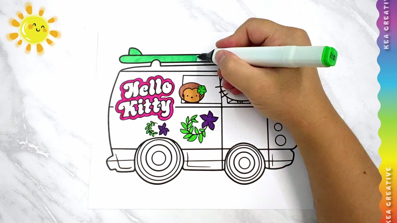 HELLO KITTY Driving! - @KeaCreative2 - Coloring Pages For Childrens. Enjoy!