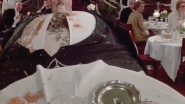 The man eats too much and explore
