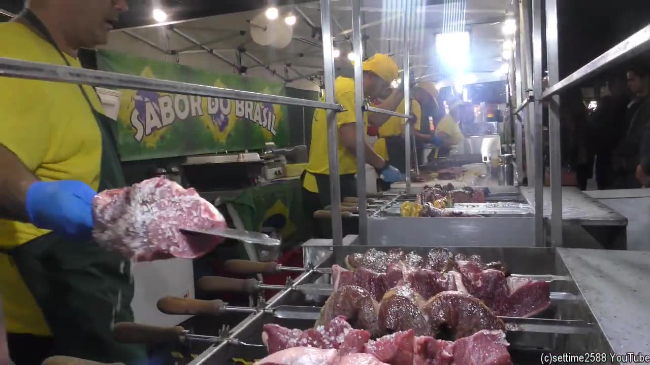 Brazil Street Food. Super Load of Best Picanha, Churrasco & more Roasted Meat