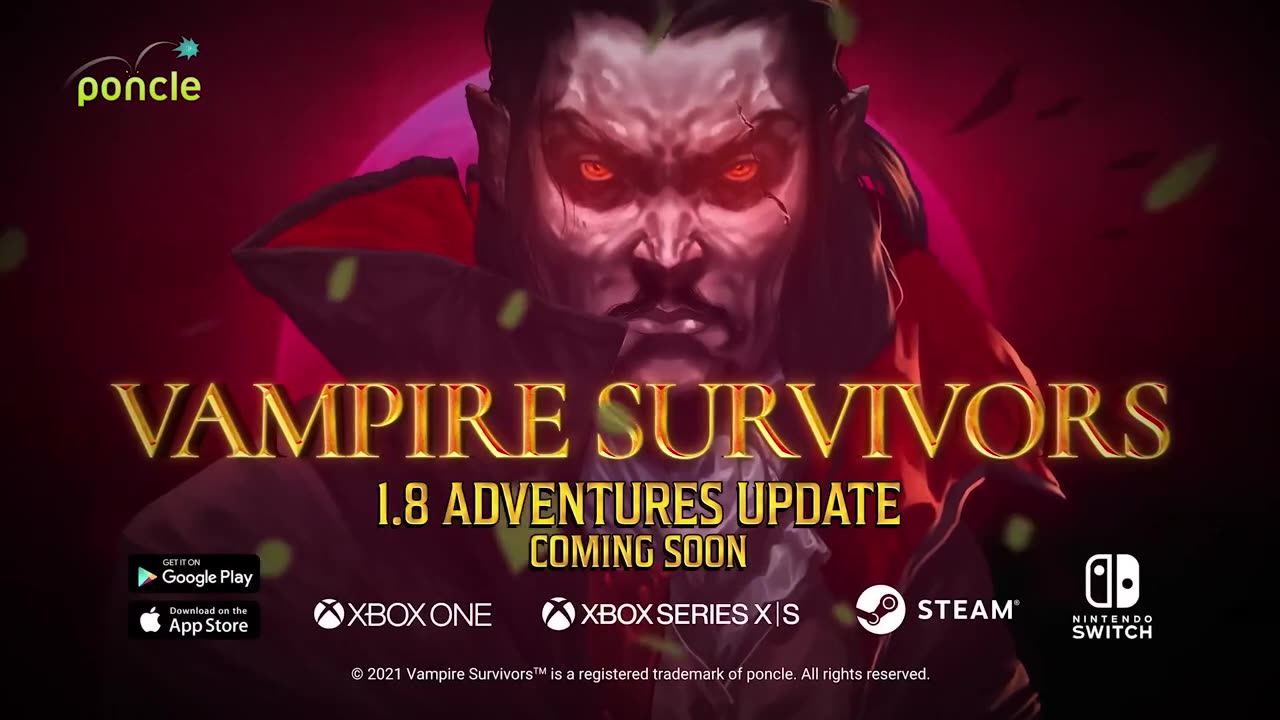 Vampire Survivors - Official 1.8 Adventures Update Trailer