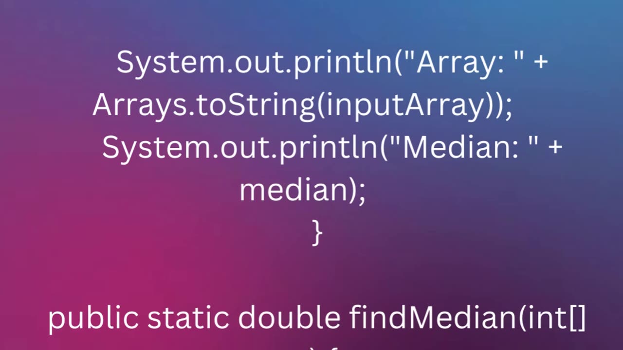 Find the Median of an Array Program in Java