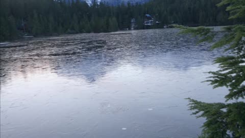 Satisfying Sounds Echo as Ice Chunk Breaks on Froze Lake