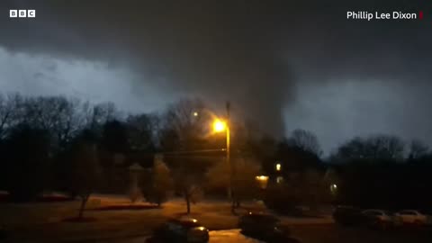 Explosion and fireball seen as storm sweeps through Tennessee