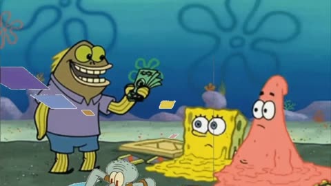 Squidward Is Playing With Tiles While SpongeBob And Patrick Melt Away