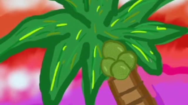 painting a beautiful coconut tree