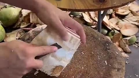 Amazing coconut cutting skill