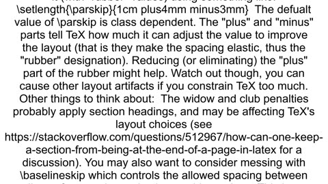 How do I prevent LaTeX from padding spaces between paragraphs so that next section begins at top of