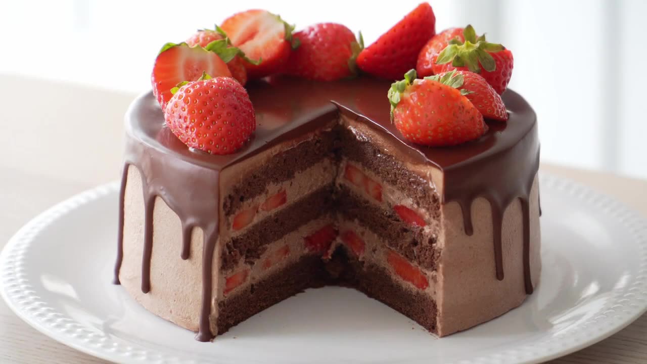 Chocolate Strawberry Cake - ASMR