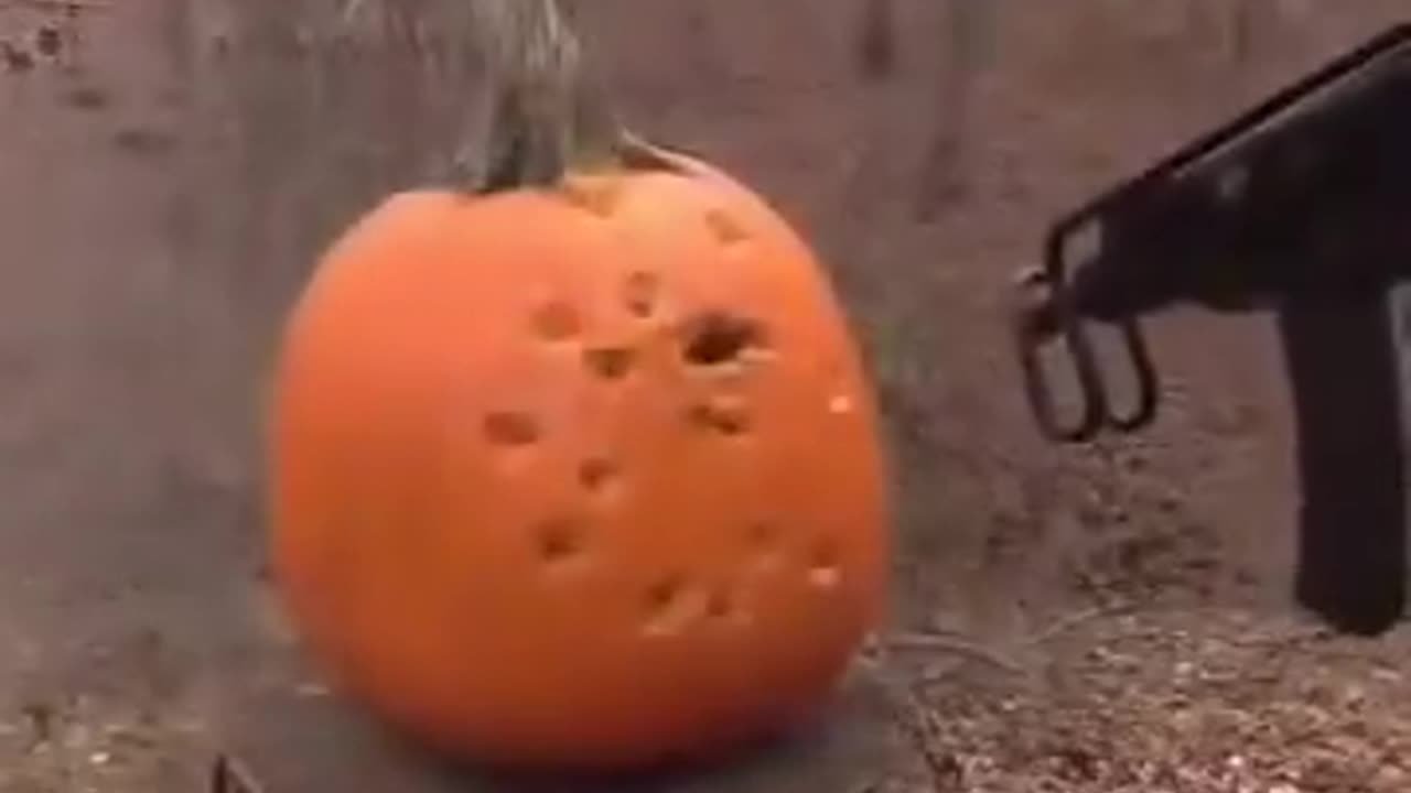 Guy Records Shooting & Blowing Up Pumpkin With Various Weapons