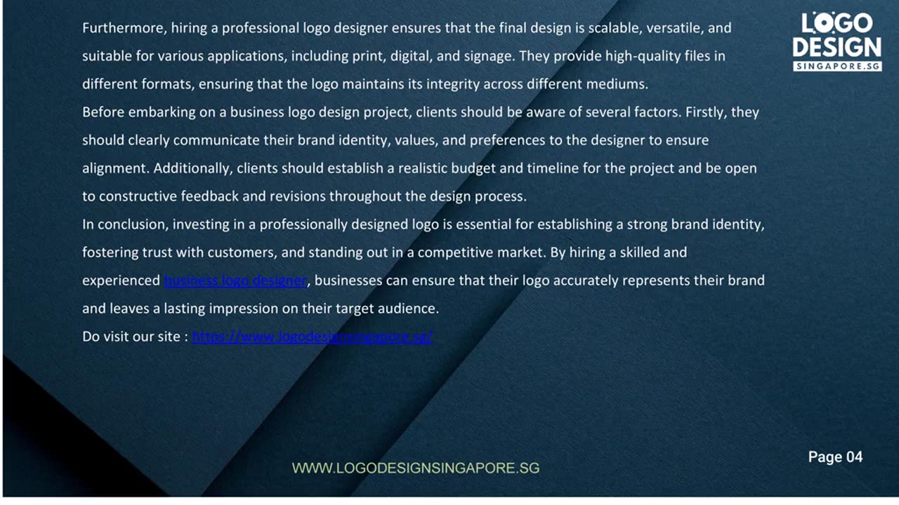Logo design serves as the visual cornerstone of a business brand identity. — Logo Design Singapore