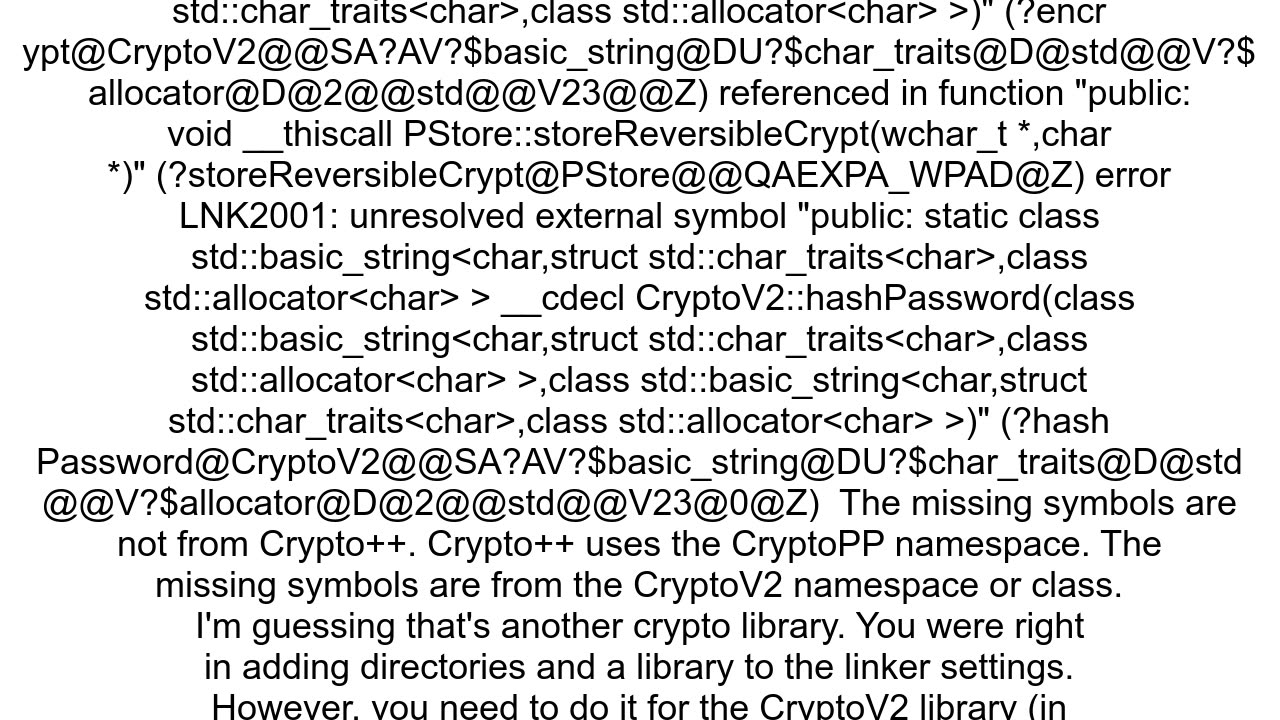 Crypto library link error using Visual Studio 2017