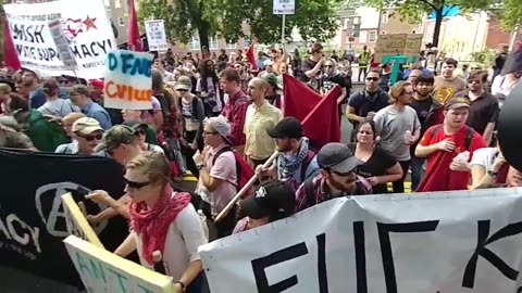 Aug 12 2017 Charlottesville 1.4.4 Antifa chanting 'F U asshole' at the unite the right protestors