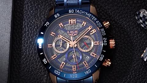 LIGE 2021 New Men Watch Top Brand Luxury Hollow Watch Men Waterproof Sport Quartz Chronograph Wrist