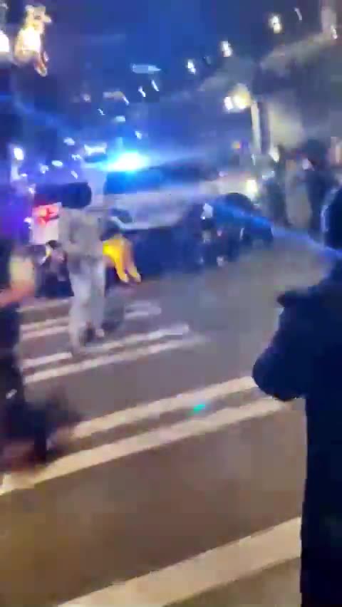 Police Run over Protesters who attack car