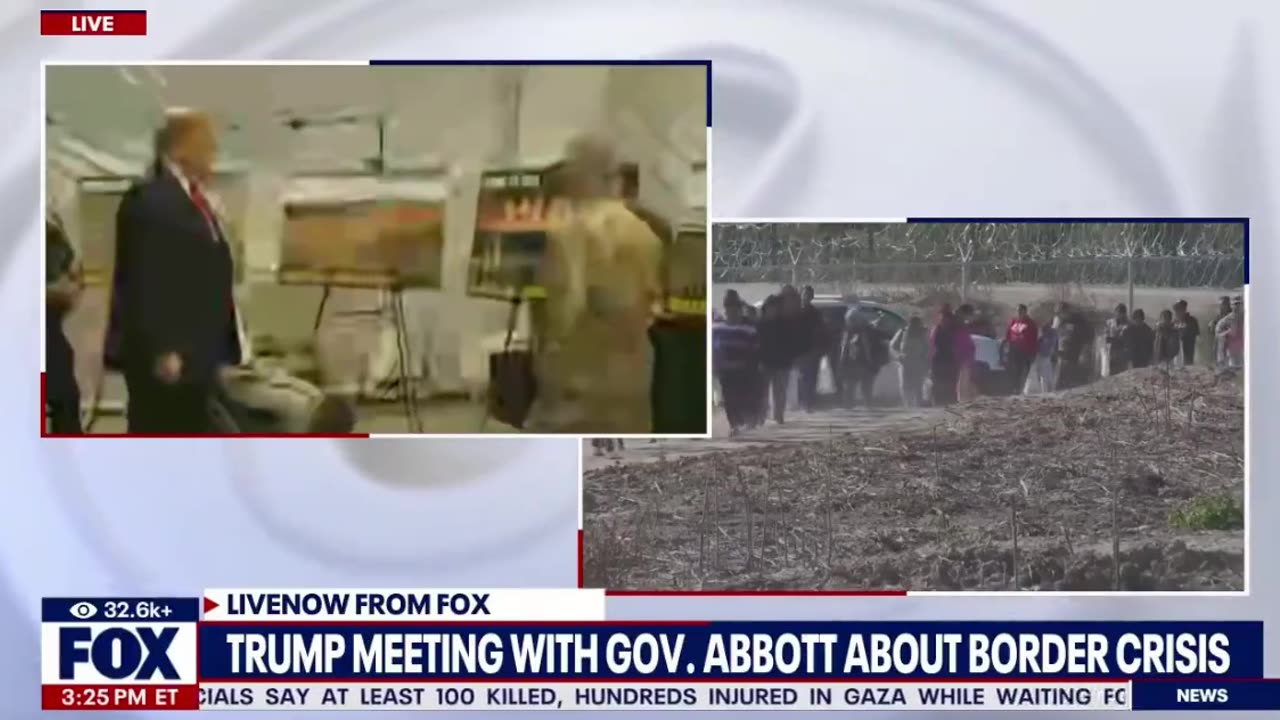 President Trump and Greg Abbott discuss border security in Eagle Pass, Texas.