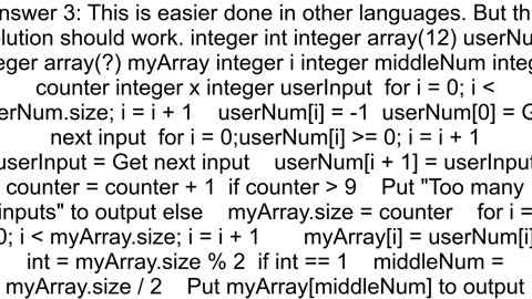 Finding the middle number in an array I understand how to do it but can39t make it work Coral