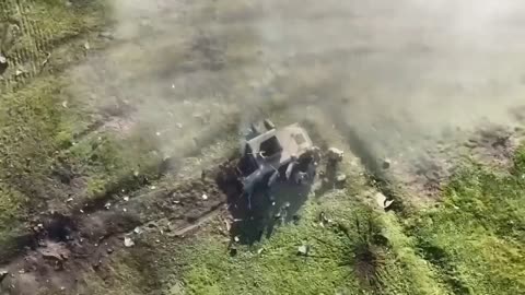 An armored HMMWV of the Ukrainian Army detonated on a mine somewhere in the EOD zone.