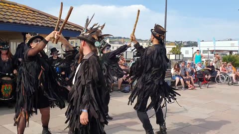 Beltane Border Morris dancing Tamara, Teign Maritime Shanty Festival, Teignmouth, Devon 9 9 2023