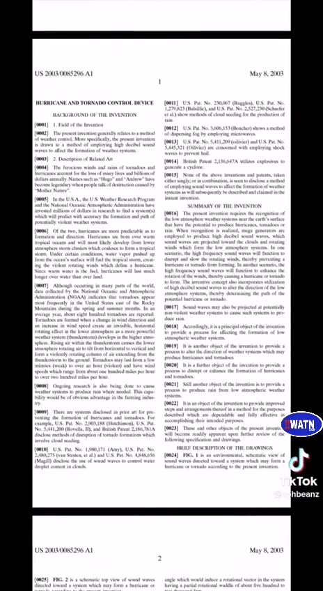 Hurricane And Tornado Control Device Patent - US20030085296A1