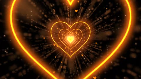 164. Heart Background🧡Orange Heart Heart Tunnel Neon Heart Tunnel Loop