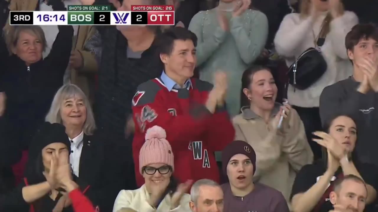 GAY PRIME MINISTER WATCHING WOMEN’S HOCKEY GAME 😬