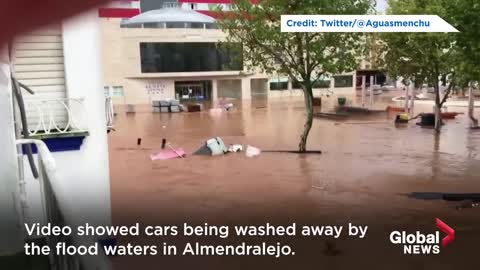 Spain floods: Cars washed away, homes submerged following storm in Huelva province