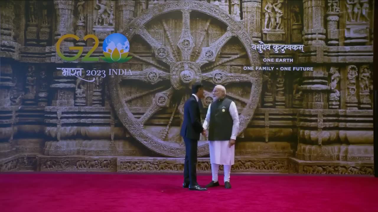 G20 Summit Delhi- Prime Minister of the UK, Rishi Sunak arrives at the Bharat Mandapam