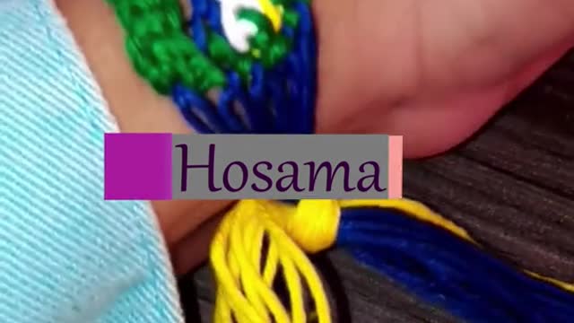 Crochet bracelet, colors of the Brazilian flag