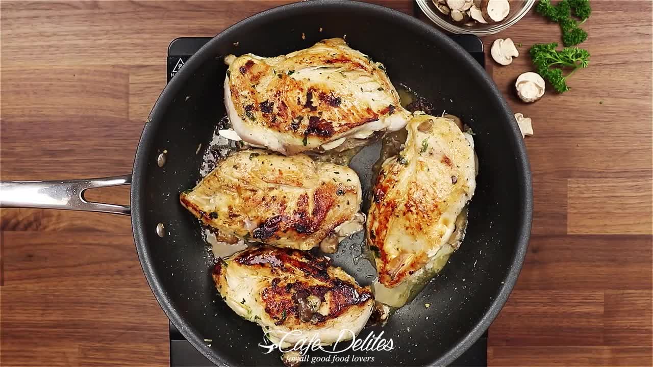 Cheesy Garlic Butter Mushroom Stuffed Chicken