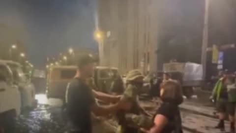 Residents of Rostov hug Wagner soldiers goodbye, as they prepare to leave.