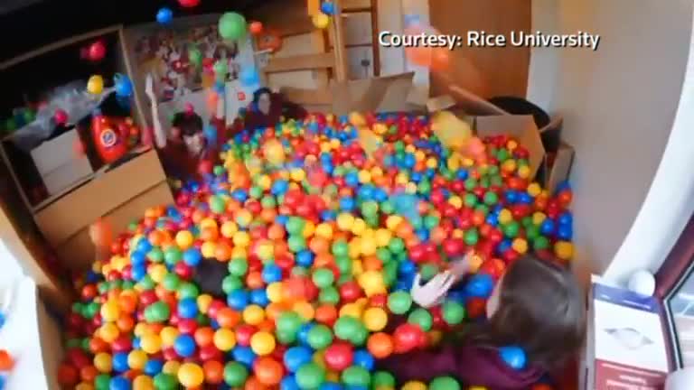 College student turns dorm room into ball pit