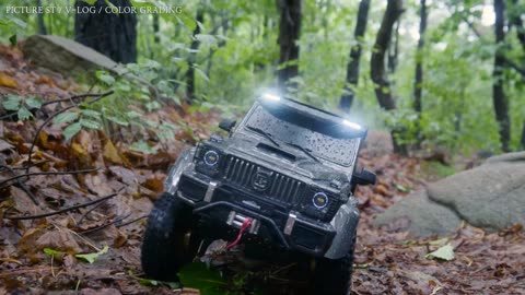 #013 TRAXXAS TRX4 G500 4wd trail RC CAR climb a mountain in heavy rain.