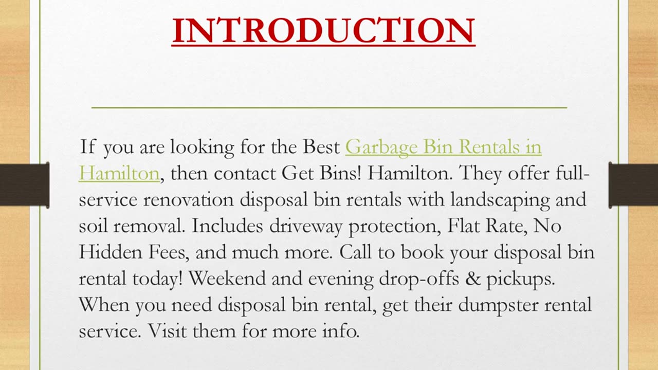 Garbage Bin Rentals in Hamilton