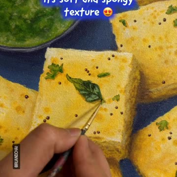 Made a painting of dhokla.