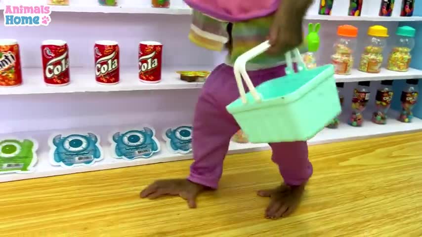 Baby monkey shopping