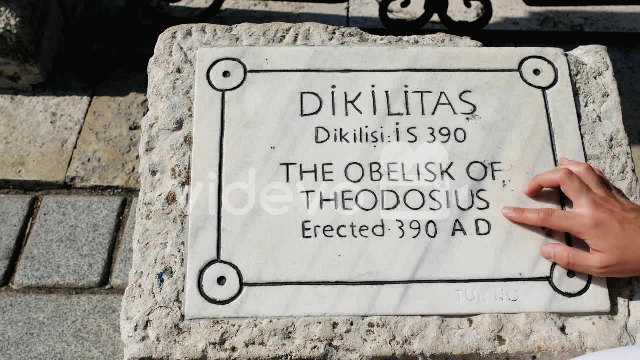 Close Up Shot of Young Man's Hand Examining Istanbul Obelisk