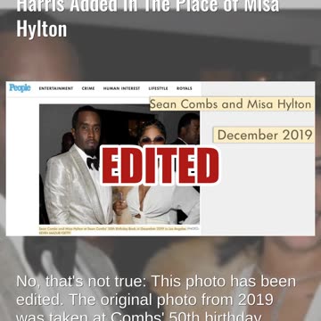 Fact Check: Altered Photo Of Sean 'Diddy' Combs Has Kamala Harris Added In Place of Misa Hylton