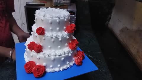 Choco Vanilla 3 Tier Cake _ Flower Cake _ Chocolate 3Tier Cake