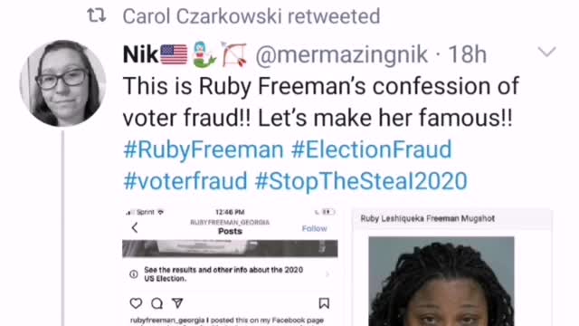 Ruby Freeman - Screengrab of confession to Voter Fraud Crime