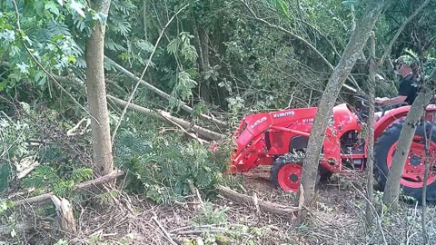 Bulldozer work with a tractor