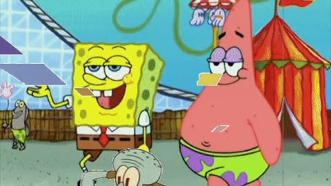 Squidward Is Playing With Tiles While SpongeBob And Patrick Walk Around A Theme Park 🎢