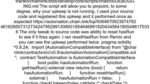 Chainlink Automation on Fuji not running