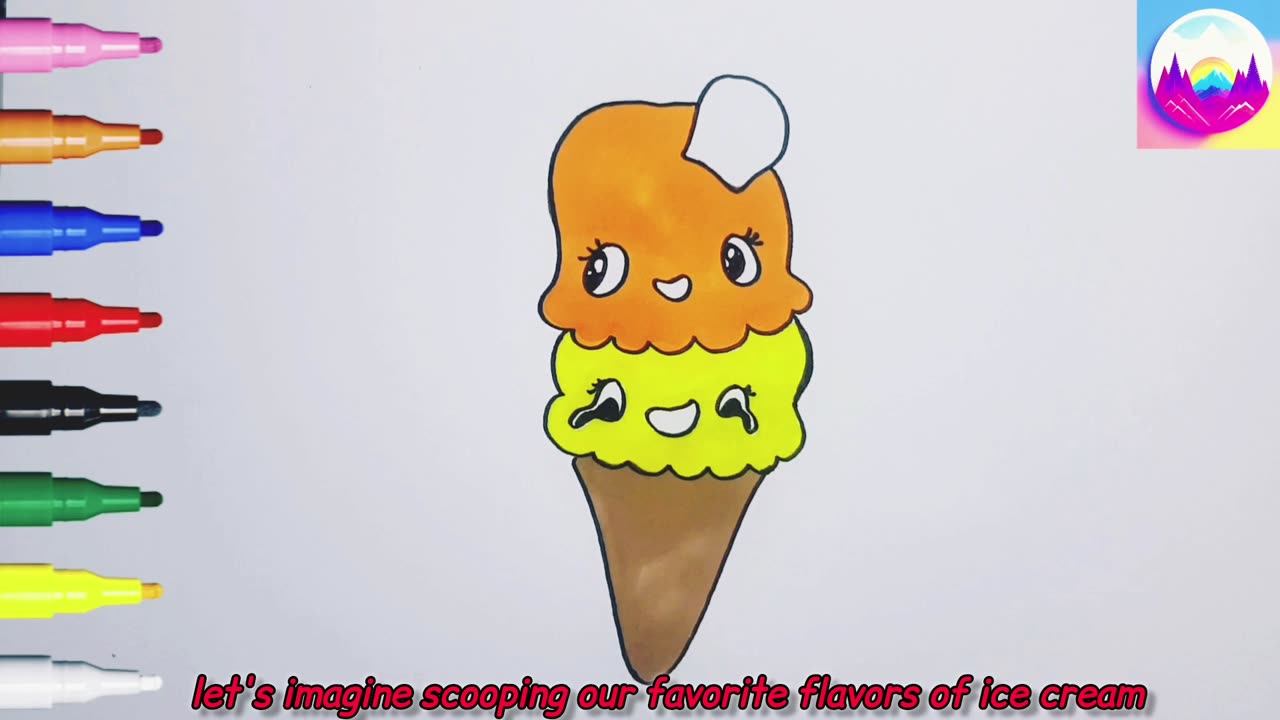 Sweet Artistry: How to Draw and Color a Tasty Ice Cream Cone 🍦 | Kids' Drawing Tutorial 🎨✏️