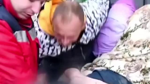 An 11-year-old boy was rescued by Ukrainian emergency services