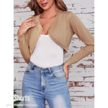 Totatuit Women's Long Sleeve Cropped Cardigan Open Front Bolero Shrugs for Dresses