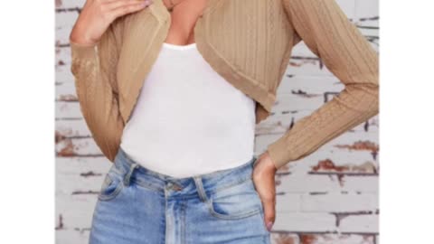 Totatuit Women's Long Sleeve Cropped Cardigan Open Front Bolero Shrugs for Dresses