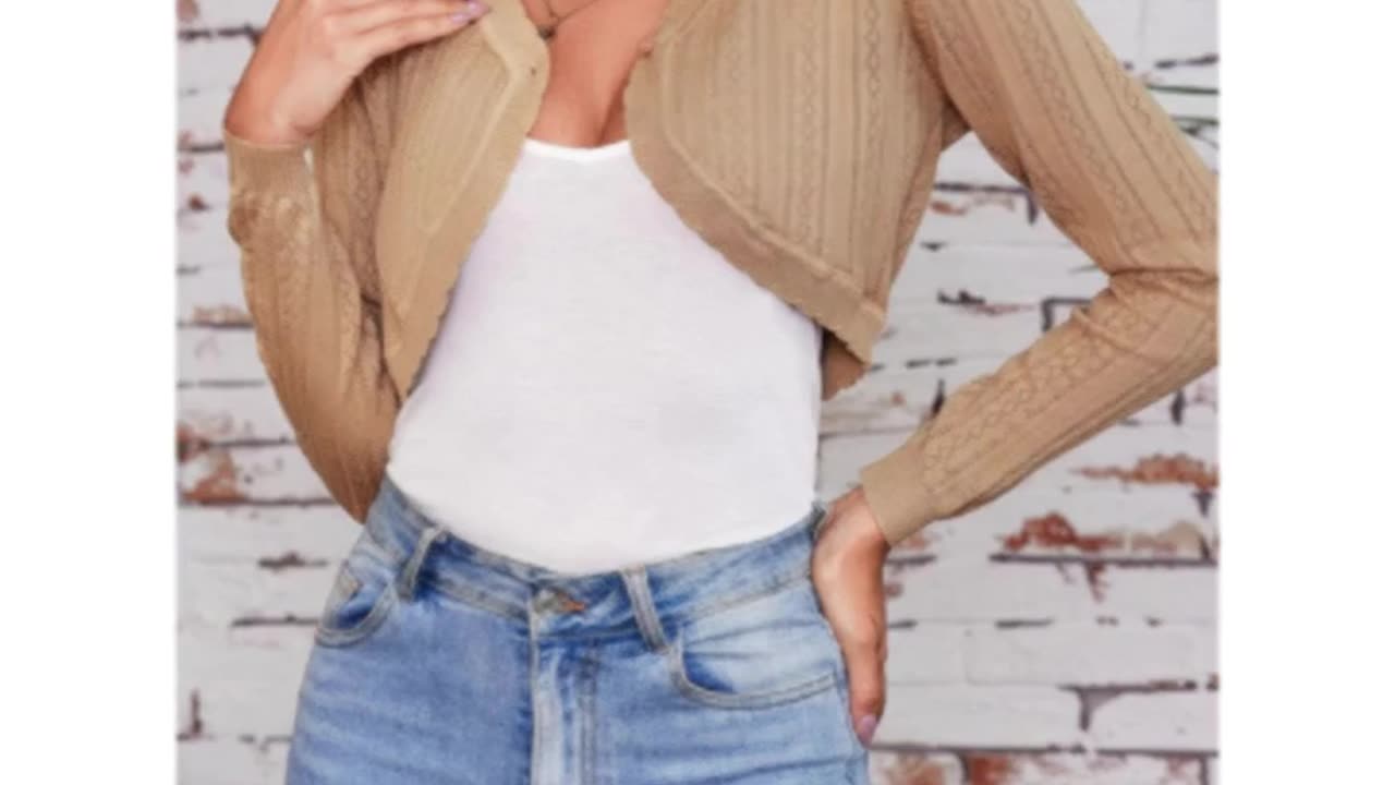 Totatuit Women's Long Sleeve Cropped Cardigan Open Front Bolero Shrugs for Dresses
