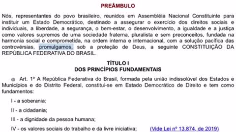 CONSTITUIÇÃO: PARTE 1: Preâmbulo Art 1 a 4: PRINCÍPIOS FUNDAMENTAIS